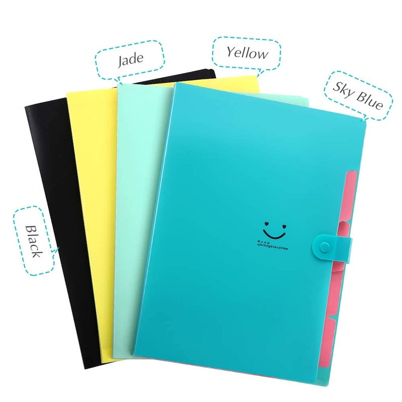 SKYDUE Expanding File Folder with 32 Labels, 5 Pockets A4 Letter Size Accordion Folder Paper Organizer for School and Office Pack of 4 - Image 2